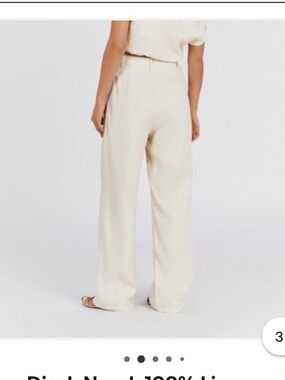 NWT DISSH Norah White Linen High Rise Pants US 4 Tailored Wide Leg